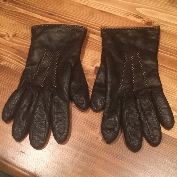 Leather Coach Cashmere Lined Gloves - Picture 1 of 6
